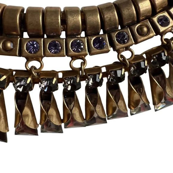 Chico's Womens Statement Necklace Bronze Color with Simulated Lavender Crystals - Picture 3 of 8